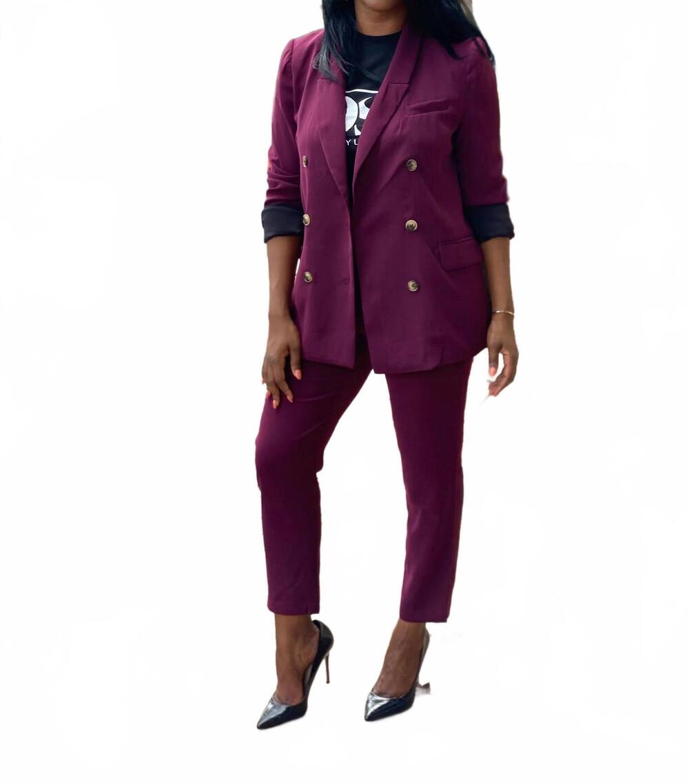 NEW PROMESA naomi double breasted blazer in merlot